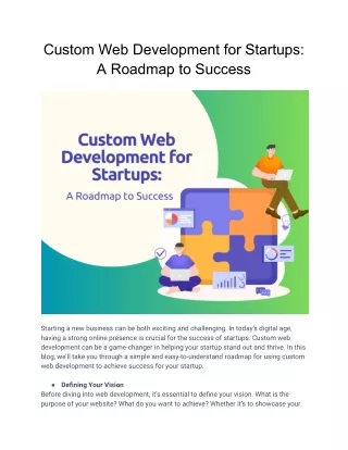 Custom Web Development for Startups: A Roadmap to Success
