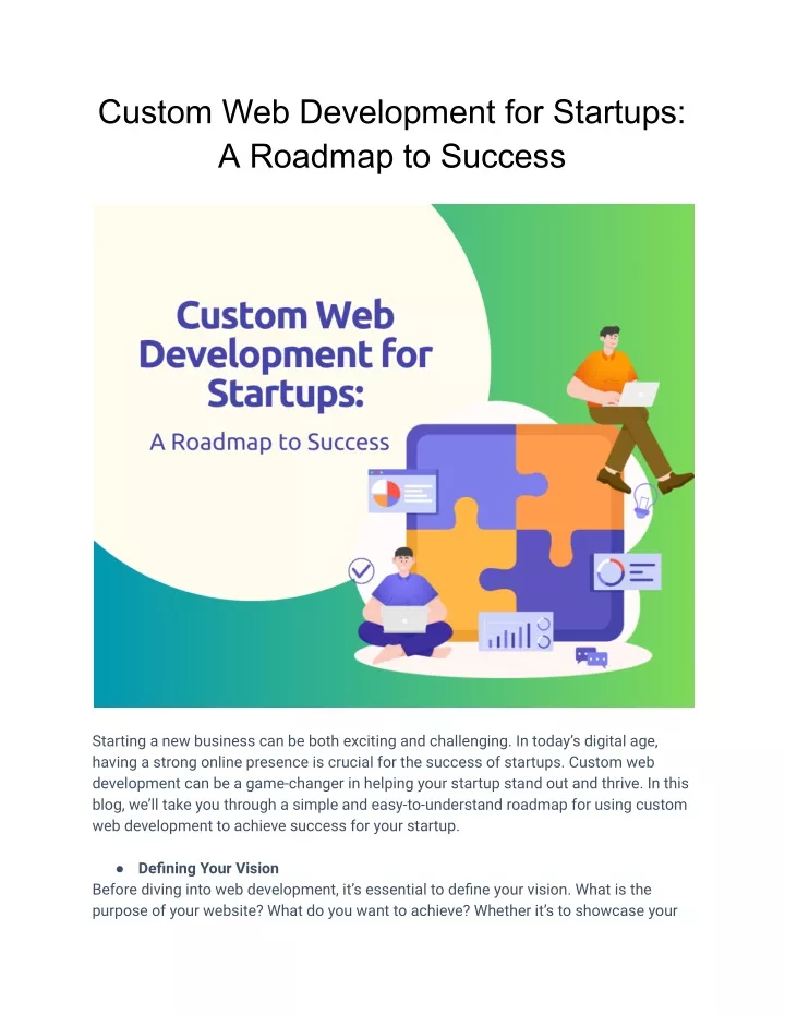 custom web development for startups a roadmap