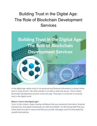 Building Trust in the Digital Age: The Role of Blockchain Development Services
