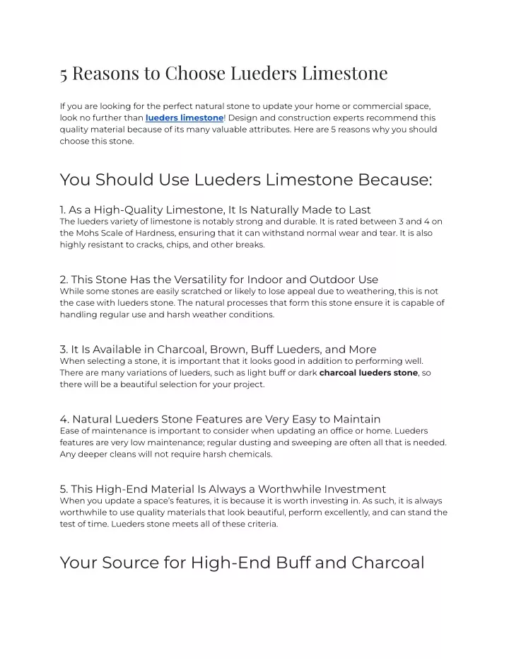 5 reasons to choose lueders limestone