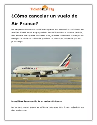 ¿Como cancelar un vuelo de Air France?