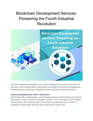 Blockchain Development Services: Pioneering the Fourth Industrial Revolution