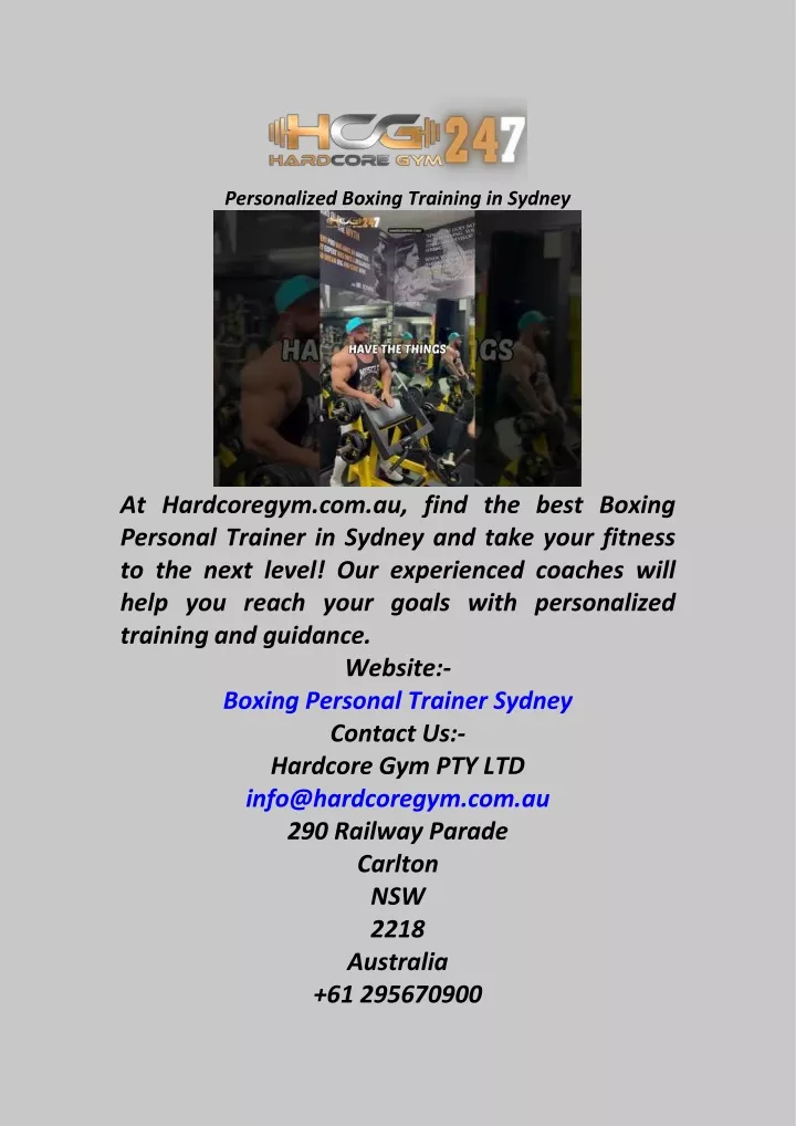 personalized boxing training in sydney