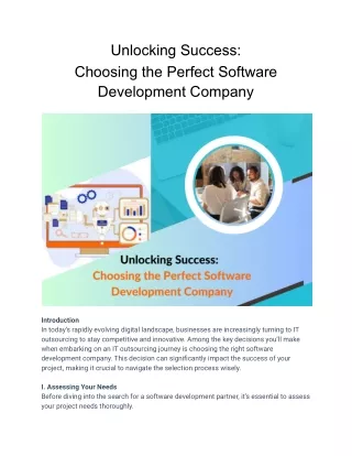 Unlocking Success: Choosing the Perfect Software Development Company