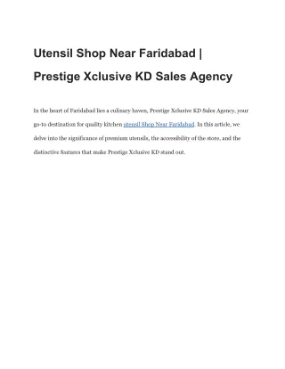 Utensil Shop Near Faridabad | Prestige Xclusive KD Sales Agency