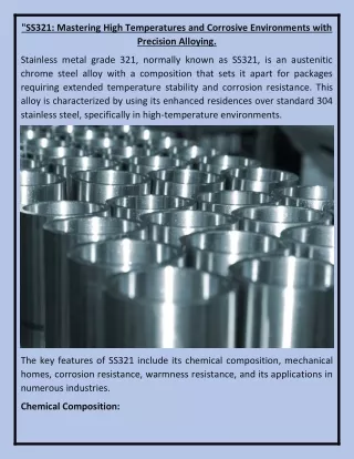 SS321 Mastering High Temperatures and Corrosive Environments with Precision Alloying