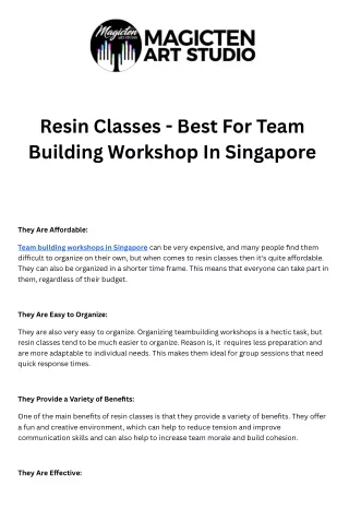 Resin Classes is the Best Option for Team Building Workshop in Singapore