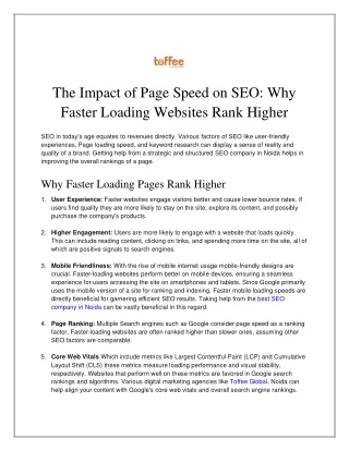 The Impact of Page Speed on SEO: Why Faster Loading Websites Rank Higher