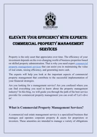 Elevate Your Efficiency With Experts Commercial Property Management Services