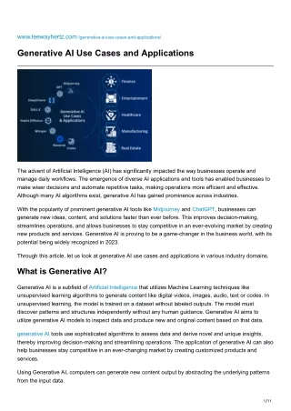 leewayhertz.com-Generative AI Use Cases and Applications