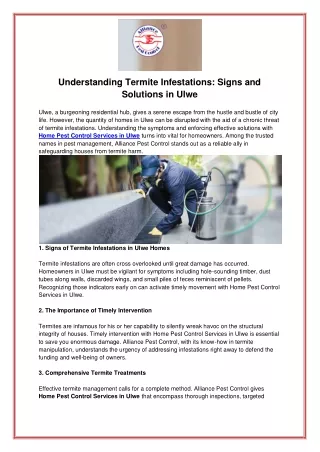 Understanding Termite Infestations Signs and Solutions in Ulwe
