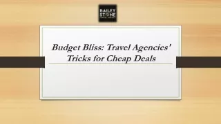 Budget Bliss Travel Agencies' Tricks for Cheap Deals