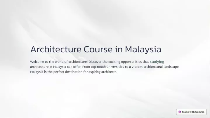 architecture course in malaysia