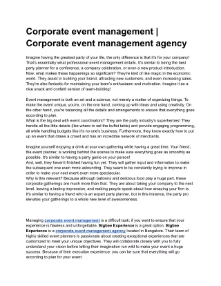 Corporate event management | corporate event management agency