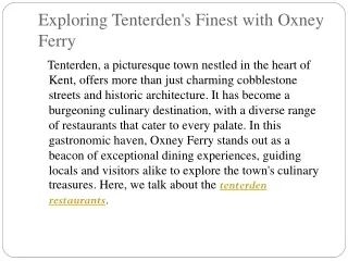 tenterden restaurants