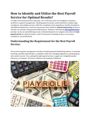 How to Identify and Utilize the Best Payroll Service for Optimal Results?