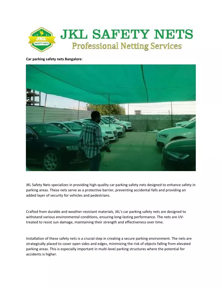 car parking safety nets bangalore