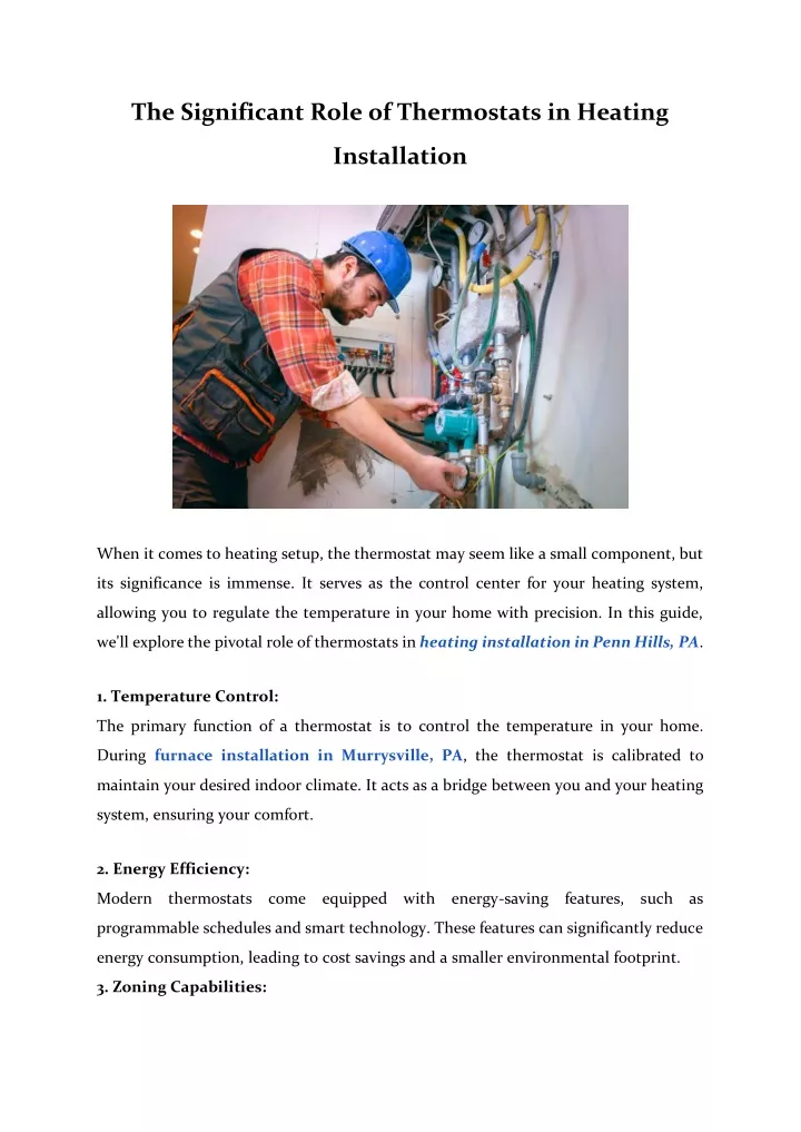 the significant role of thermostats in heating