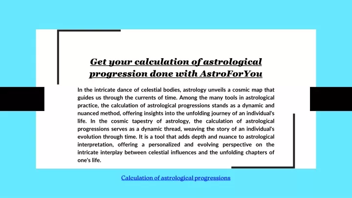 get your calculation of astrological progression