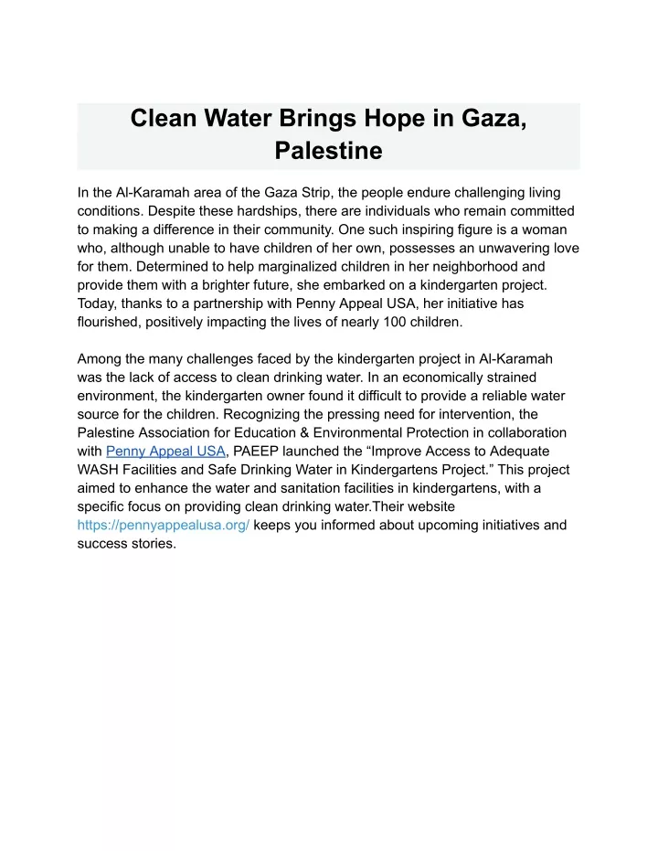 clean water brings hope in gaza palestine