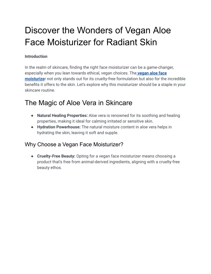 discover the wonders of vegan aloe face