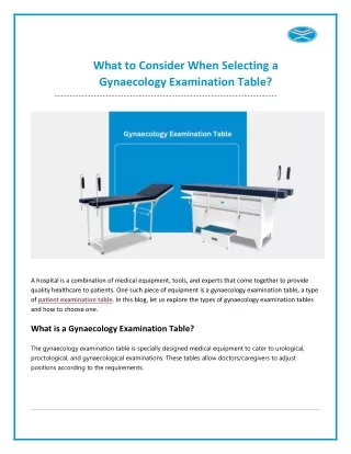 What to Consider When Selecting a Gynaecology Examination Table
