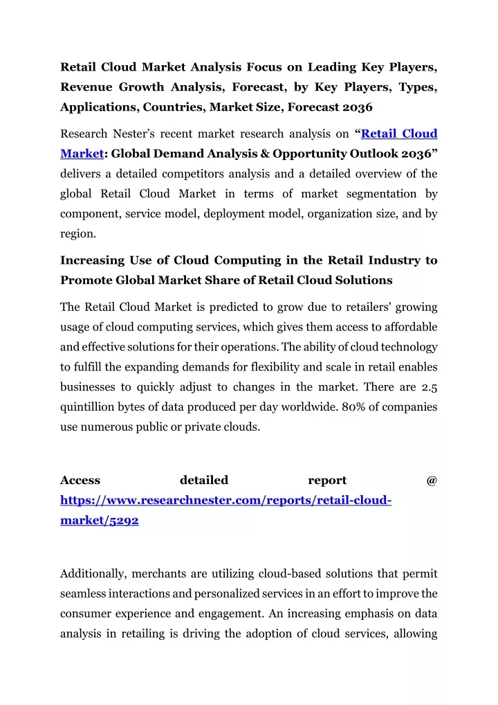 retail cloud market analysis focus on leading