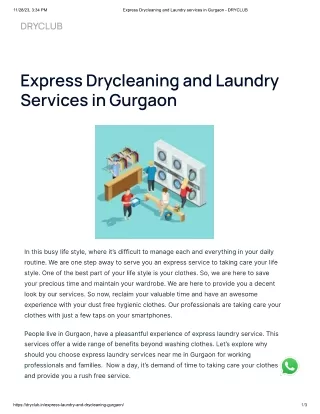 Express Drycleaning and Laundry Services in Gurgaon