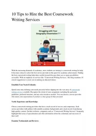 10 Tips to Hire the Best Coursework Writing Services