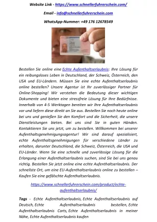 Kaufen Sie eine echte Aufenthaltserlaubnis online I Website - https://www.schnel