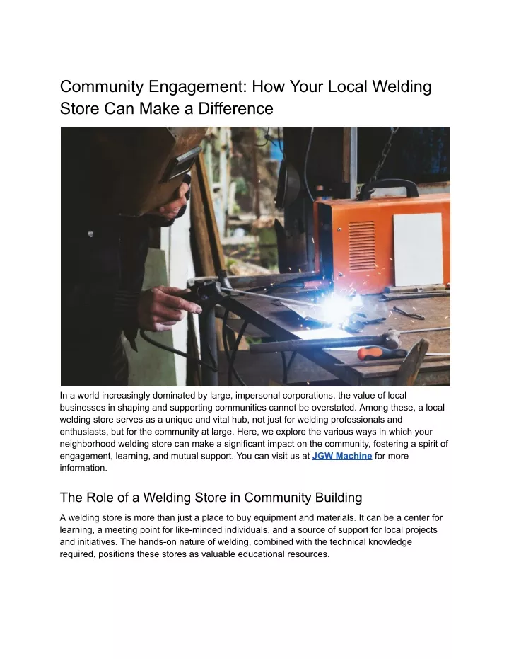 community engagement how your local welding store