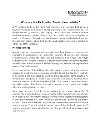 what are the pn junction diode characteristics