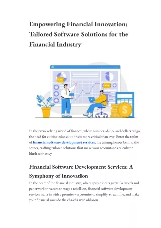 Empowering Financial Innovation: Tailored Software Solutions for the Finances