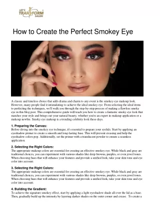 How to Create the Perfect Smokey Eye | Let's Transform Salon