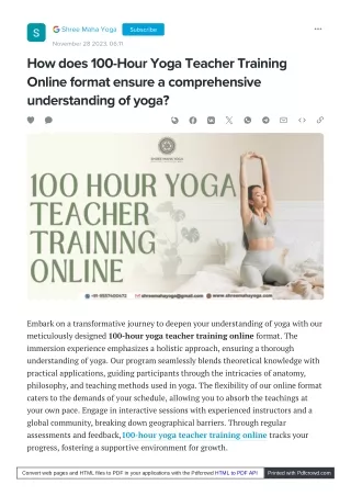 100 hour yoga teacher training online