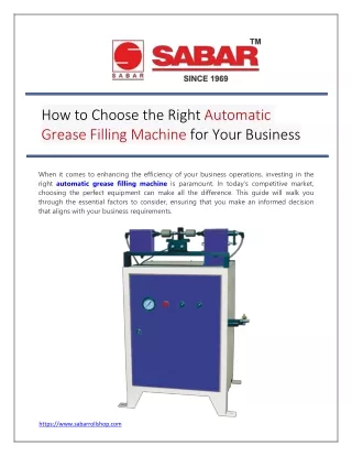 How to Choose the Right Automatic Grease Filling Machine for Your Business