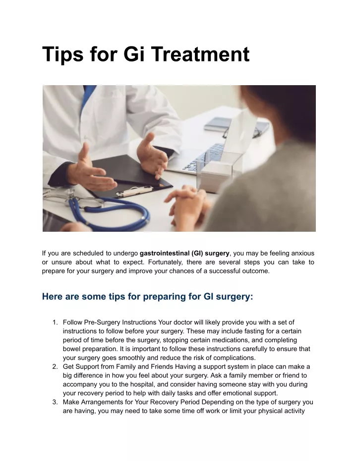 tips for gi treatment