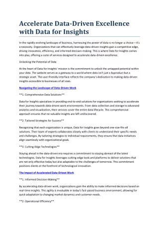 accelerate data driven excellence with data