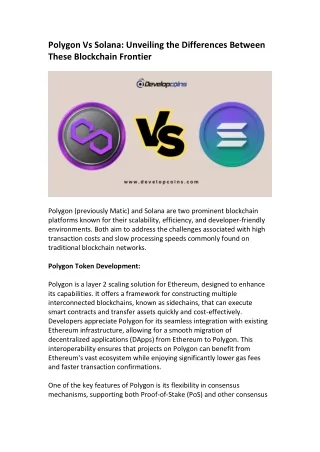 Polygon Vs Solana - An Overview