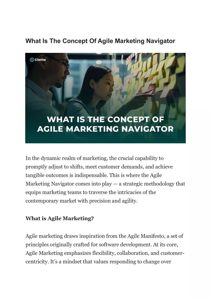 what is the concept of agile marketing navigator