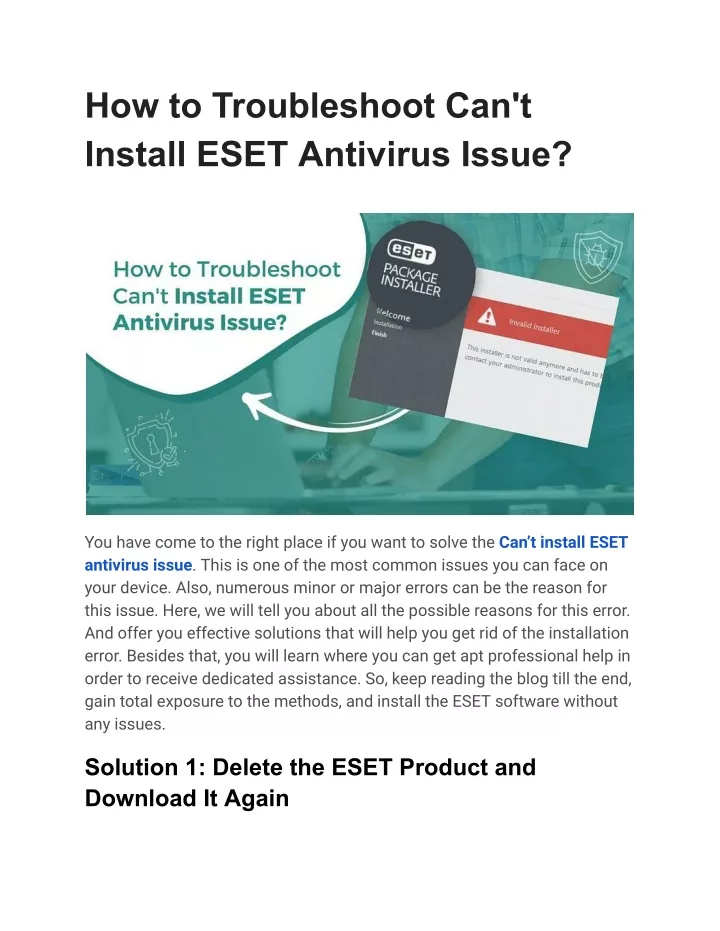 how to troubleshoot can t install eset antivirus