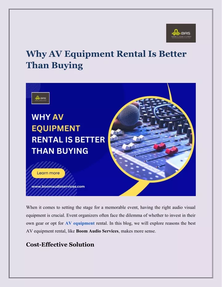 why av equipment rental is better than buying