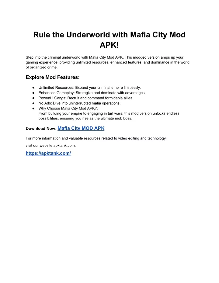 rule the underworld with mafia city mod apk