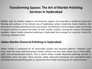 Transforming Spaces The Art of Marble Polishing Services in Hyderabad