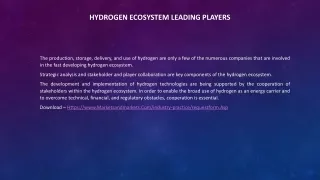 Hydrogen Ecosystem Leading Players