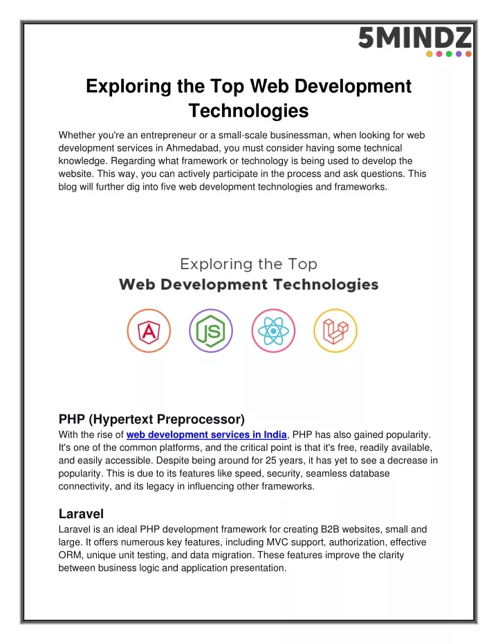 exploring the top web development technologies
