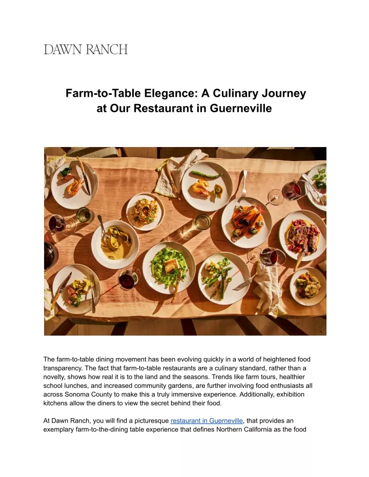 farm to table elegance a culinary journey