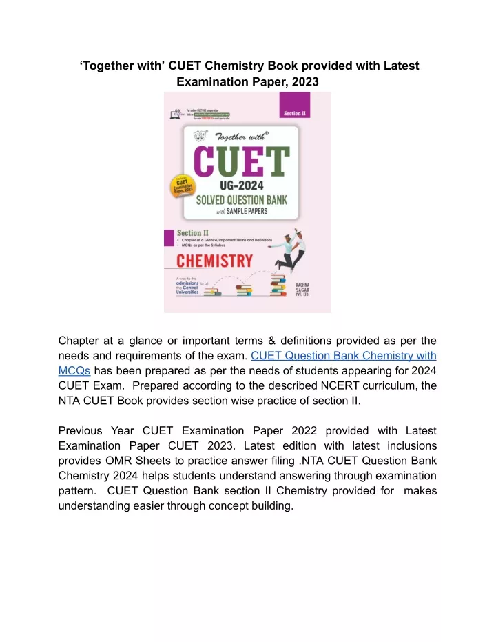 together with cuet chemistry book provided with