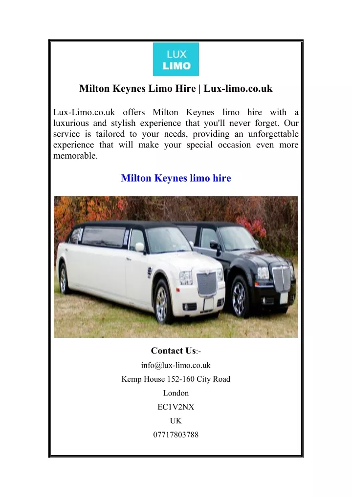 milton keynes limo hire lux limo co uk