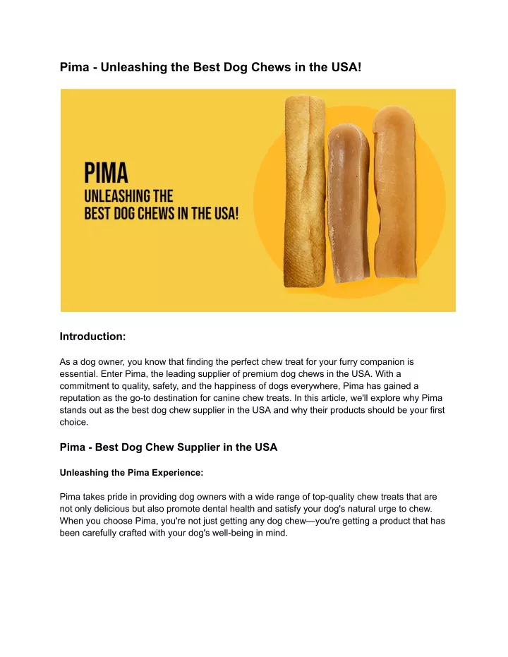 pima unleashing the best dog chews in the usa